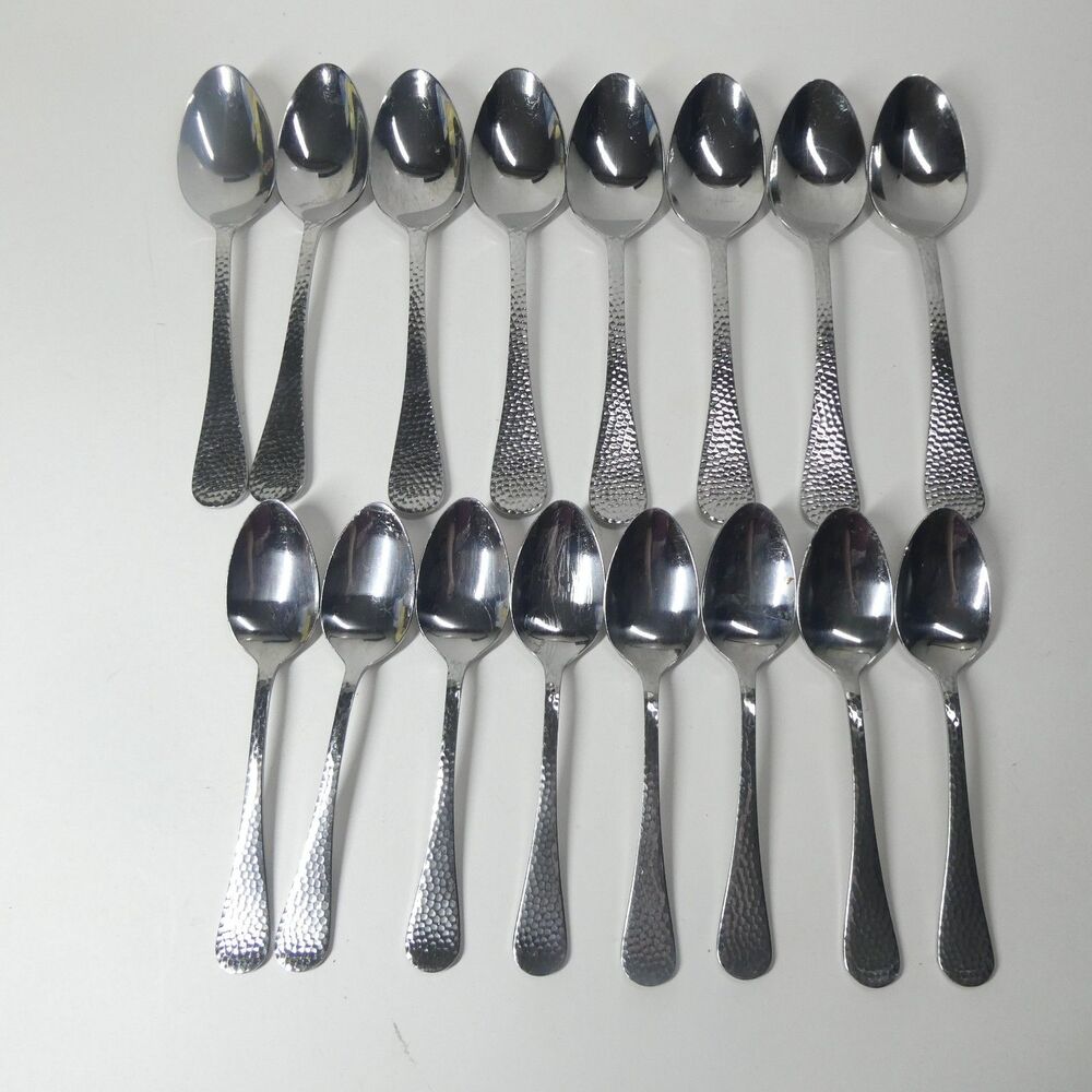 Wallace Hammered Flatware Lot of 17 Soup Spoons 18/0 Stainless